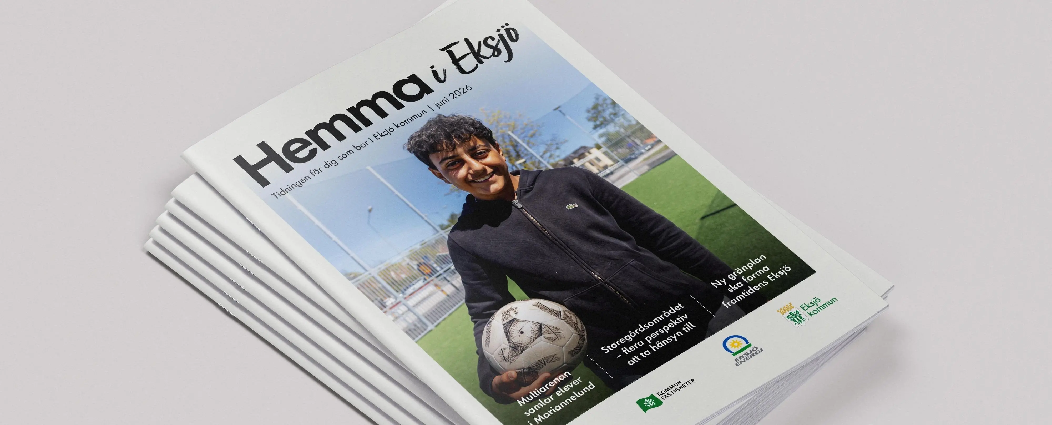 Tidningen Hemma i Eksjö, framsida och uppslag.