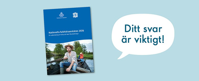 Bild av "Nationella folkhälsoenkäten" och en uppmaning om att ditt svar är viktigt.