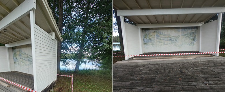 Renovering av scenen i Sjöparken. Bilder efter renovering.