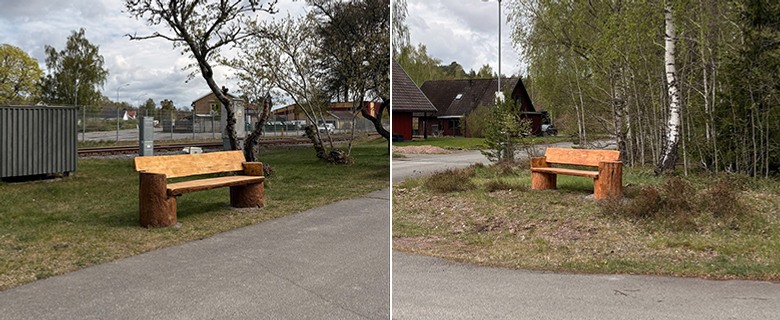 Sittbänkar i Hjältevad/Bellö.