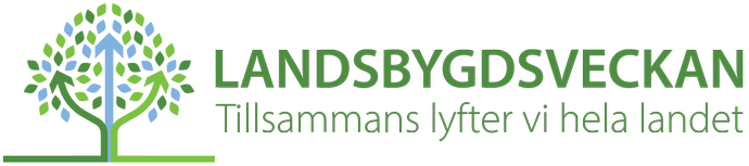 Ett illustrerat träd och texten Landsbygdsveckan.- tillsammans lyfter vi hela landet.