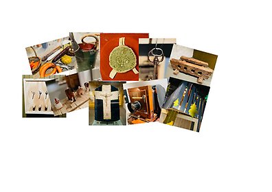 Föremålsbilder från Eksjö museum i kollage.