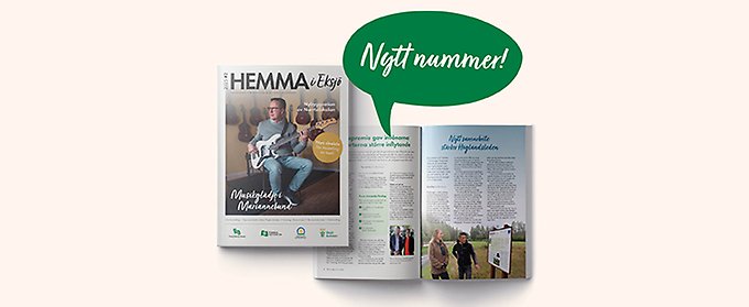 Tidningen Hemma i Eksjö, framsida och uppslag.
