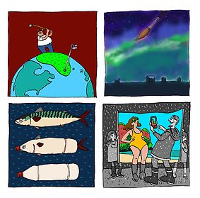 Collage med tre bilder av Johan Hesselstrand